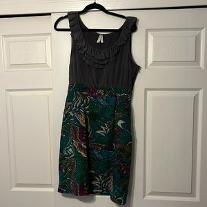 Anthropologie solid/floral print dress